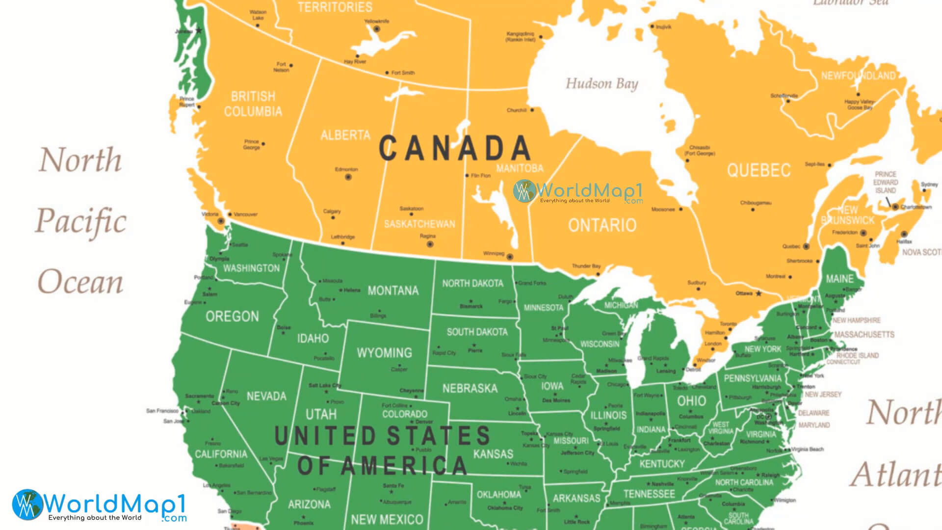 US and Canada States Map